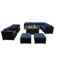 thumbnail image 1 of Innesbrook Collection 11-Piece Aluminum Patio Conversation Set with Navy Cushions and Rectangle Fire Table, 1 of 3