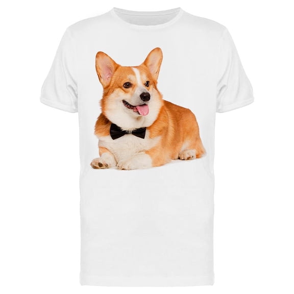 Cute Puppy With Bow T-Shirt Men -Image by Shutterstock Men T-Shirt, Male Medium