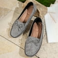 thumbnail image 5 of Bowknot Suede Loafers for Women Slip On Flats Comfortable Business Dressy Casual Non Slip Work Walking Shoes Gray Size 8, 5 of 7