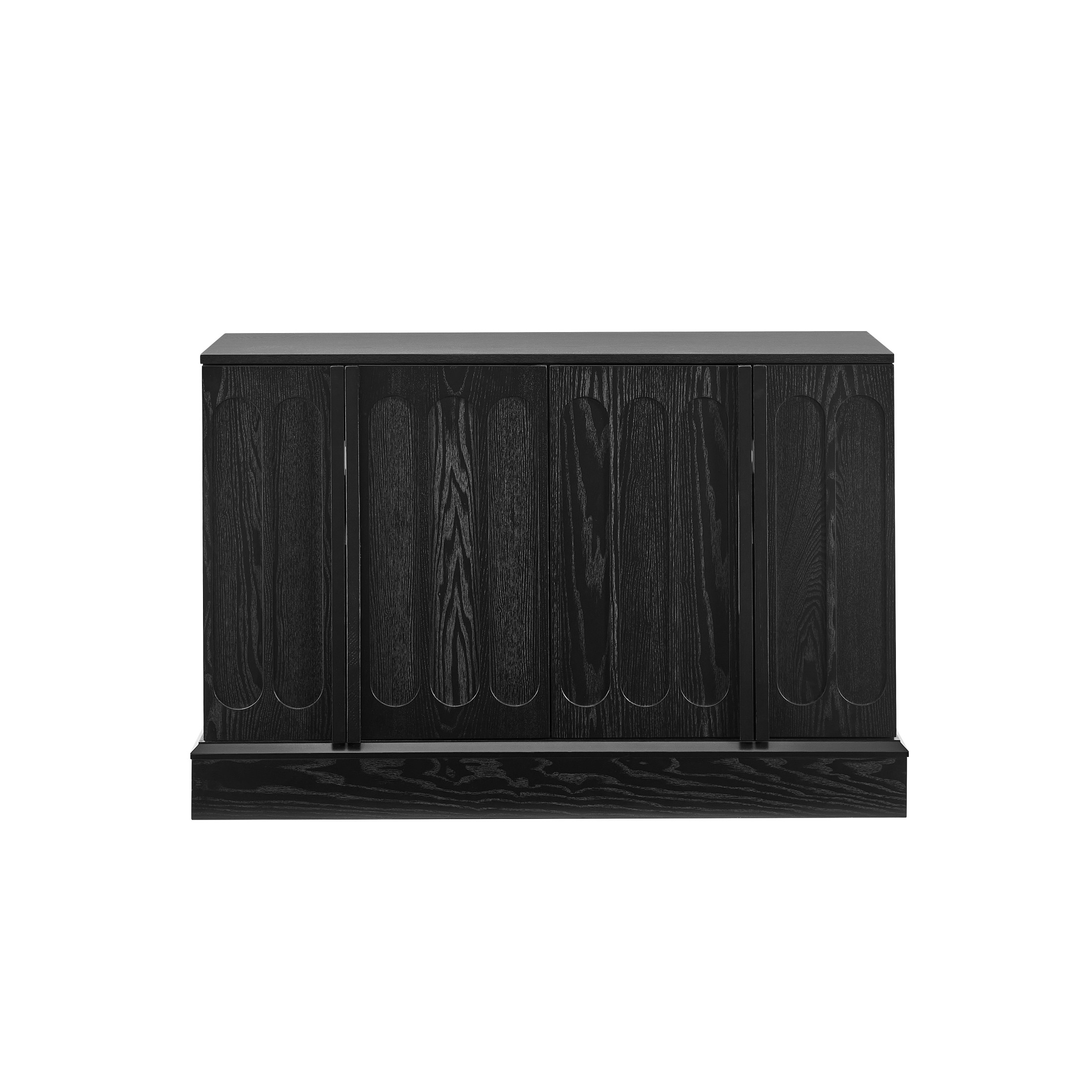 GDF Studio 44.8" Mid Century Modern Fluted Sideboard Cabinet with Adjustable Shelves, Black