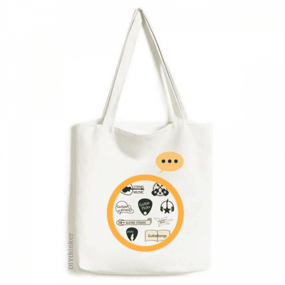 Headset Guitar Music Instrument Pattern Expression Sack Canvas Tote Shoulder Bag