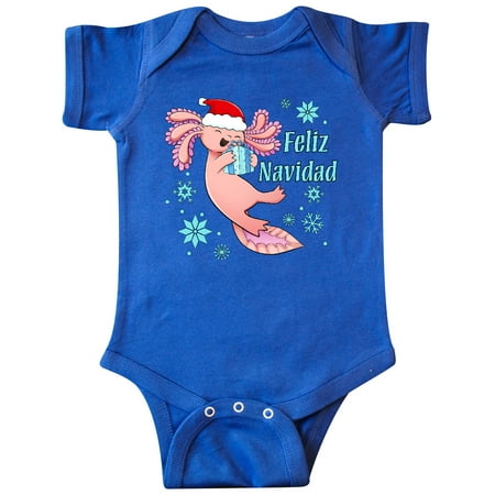 

Inktastic Feliz Navidad Cute Axolotl in Santa Hat with Snowflakes Gift Baby Boy or Baby Girl Bodysuit