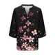 thumbnail image 4 of Xuyuer Women's 3/4 Length Sleeve Tops V Neck Casual Vacation Loose Fit S-5XL Ruffle Cuffs Shirts Dressy Flowy Tunic Tops Hawaiian Shirts Summer Floral Printed Shirt Casual Soft Tunic Tops, 4 of 5