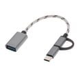 thumbnail image 2 of Cable adaptador OTG 2 en 1 con trenzado de nailon, USB 3.0 a micro USB tipo C, adaptador de sincronización de datos para Huawei OTG Plata, 2 of 6