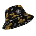 thumbnail image 2 of Easygdp Hohey Bee Golden Embroidery Double-Sided Reflective Fisherman Hat,Sun Visor,Casual Hat,Fluorescent Hat,Suitable For Outdoor And Night Walking,Unisex, 2 of 9