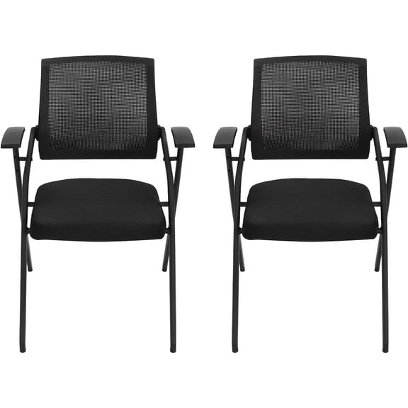 Conference Room Chair, 2Pcs Ergonomic Foldable Reception Chair High Load Bearing Armchair Portable Bouncing Back Office Chairs w/o Tabletop&Casters for Conference Halls Schools Step Classrooms