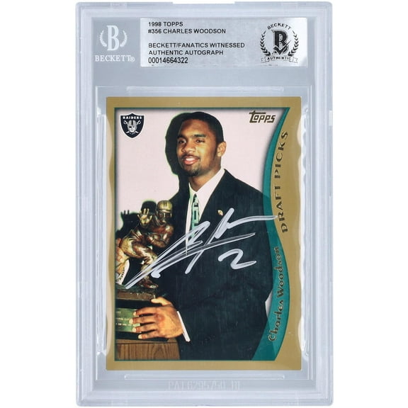 Charles Woodson Oakland Raiders Autographed 1998 Topps #356 Beckett Fanatics Witnessed Authenticated Rookie Card - Fanatics Authentic Certified