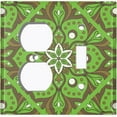 thumbnail image 4 of Metal Light Switch Plate Cover Green Brown Mandala Flower Tile Pattern MDL040, 4 of 13
