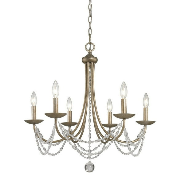 Mirabella 6 Light Chandelier in Golden Aura with metal candlesticks