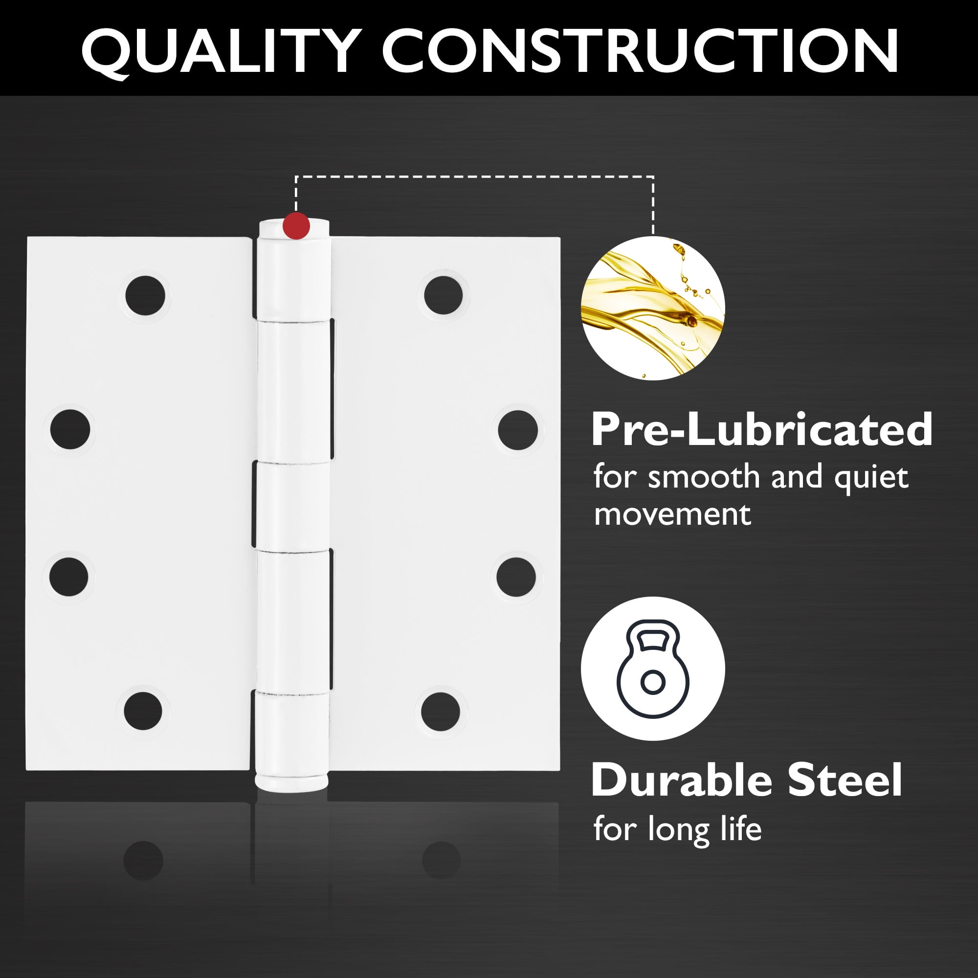 Design House 6-Pack 4.5" H x .625" Radius Square Butterfly Interior/Exterior Door Hinges, White