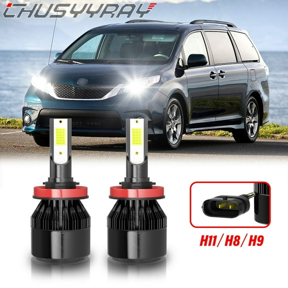 For Toyota Sienna 2011-2020 H11/H8/H9 LED Headlight Low Beam Bulbs Combo Kit Super Bright White 2Pcs