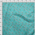 thumbnail image 3 of oneOone Cotton Poplin Twill Turquoise Blue Fabric Flower & Leaves Watercolor Dress Material Fabric Print Fabric By The Yard 56 Inche Wide, 3 of 4