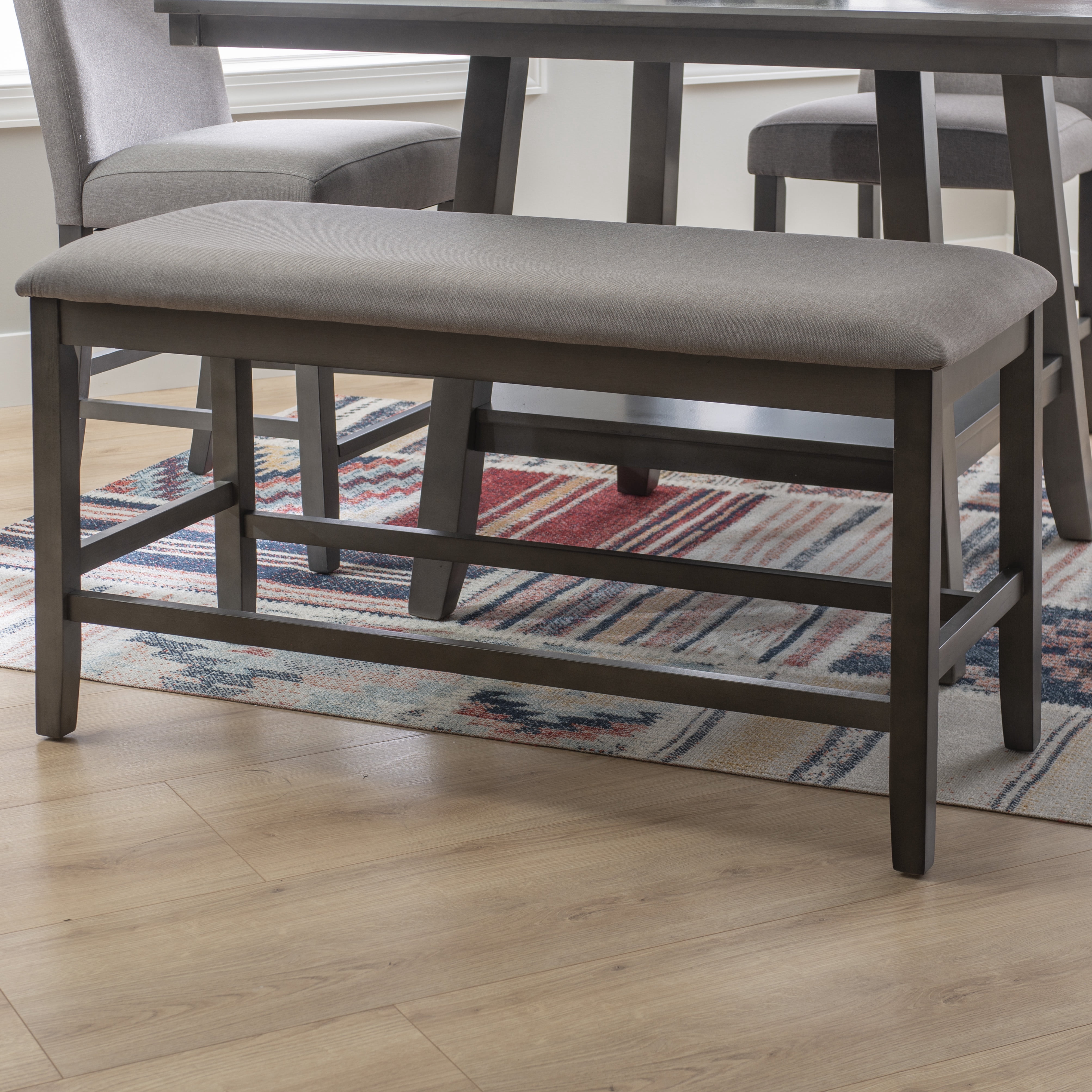 Powell Thewlis 25" Backless Farmhouse Counter Height Bench, Gray