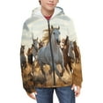 thumbnail image 3 of chaqlin Horses Hoodies for Girls Boys Size 6-7 Casual Zip Up Hoodies Sweatshirts Kids Long Sleeve Hooded Jacket Soft Drop Shoulder Cardigan Outerwear with Pocket, 3 of 5