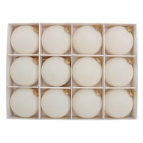 HCBY 12Pcs Solid Velvet Christmas Ornaments Balls, Plastic Shatterproof Flocked Ball for Xmas Tree Holiday Party Decorations Gift idea(Beige,2.3")