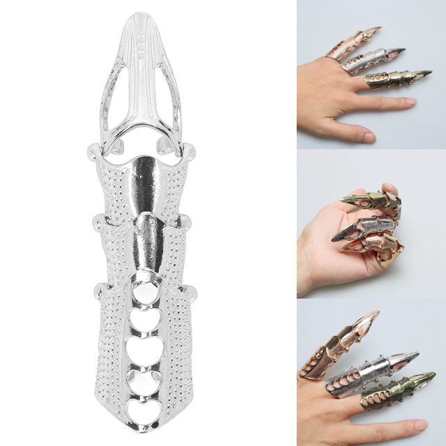 Anillo De Dedo De Nudillo De Armadura Punk, Joyería De Uñas Gótica Flexible Vintage Para Mujeres, Hombres, Accesorios De Cosplay De Halloween