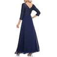 thumbnail image 4 of KaLI_store Fall Dresses for Women 2023 Wedding Guest Wedding Guest Dresses, Fall Lace Mother of The Bride Summer Dress with Belt Short Sleeve Navy,L, 4 of 5