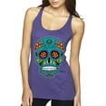 thumbnail image 1 of Wild Bobby Day Of The Dead Sugar Skull Pop Culture Women Tri-Blend Racerback Tank Top, Purple Rush, Small, 1 of 5