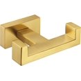 thumbnail image 1 of Double Towel Hook Brushed Gold, SUS304 Stainless Steel Square Coat Robe Holder, Bathroom Kitchen Towel Hanger, Wall Mounted, 1 of 4