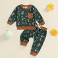 thumbnail image 2 of Xudanell Baby Boy Outfit Mallard Graphics Sweet Toddler Boy Winter Clothes Long Sleeve Tops Print Pants with Pocket Newborn Clothes, 2 of 4