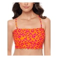 thumbnail image 3 of SALT + COVE Women's Orange Printed Stretch Removable Cups  Lined Convertible Ruffled Cherry On Top Bandeau Swimsuit Top XS, 3 of 4