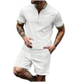 thumbnail image 1 of Shorts Courts pour Hommes Pantalons pour Hommes Décontractés Mode Hommes Manches Courtes Col Rabattu Pantalons Survêtement Deux Pièces Manches pour Hommes Pantalons pour Hommes Mode, 1 of 7