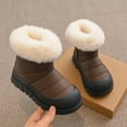 thumbnail image 2 of Platform Snow Boots for Kids Comfy Boys Girls Lug Sole Insulated Warm Waterproof Zip up High Top Outdoor Winter Booties 2.5 Big Kid Brown, 2 of 5