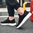 thumbnail image 3 of Men's Wide Walking Shoes Fashion Breathable Knit Upper Sneakers Soft Cushioning Non Slip Daily Walking Travel Slip on Footwear White Size 9, 3 of 5