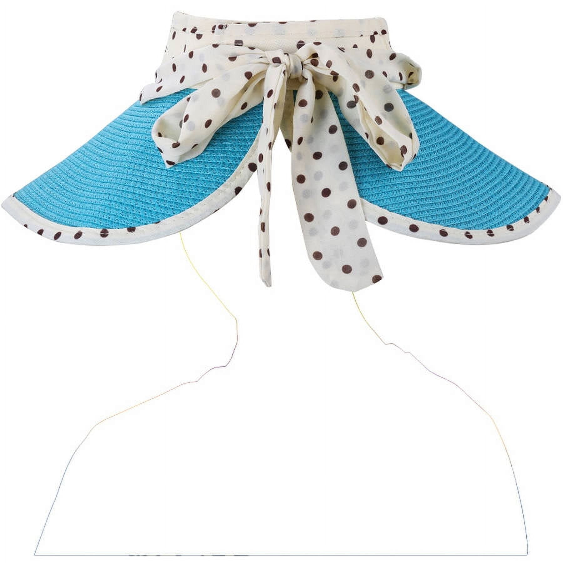 Women's and Girl's Polka Dot Straw Visor Sun Hat