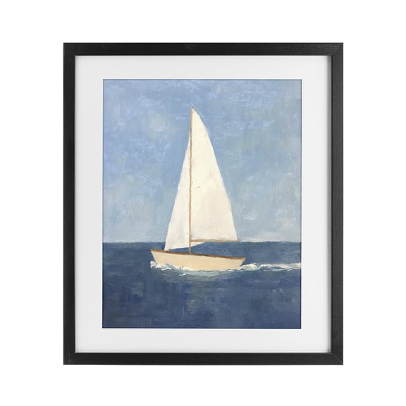 Stupell Industries Deep Blue Sail at Sea Black Framed Print Under Glass, design by Creative Studio