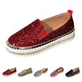 thumbnail image 2 of XIMIN Women's Platform Walking Shoes Fashion Rhinestone Slip On Sneakers Bling Sequin Sneakers Casual Comfort Cute Bowknot Glitter Loafers, 2 of 6