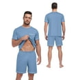 thumbnail image 2 of Airmenty Men's Pajama Set Short Sleeve Sleepwear Crew Neck 2-Piece Pajama Loungewear with Pocket Pajamas For Men, 2 of 6