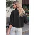 thumbnail image 3 of Asyoly Womens Tops Casual Button Down Cotton Cropped Shirts Solid Long Sleeve Dressy Oversized Blouse with Chest Pocket, 3 of 7
