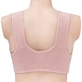 thumbnail image 3 of Front Open Button Cotton Bra Thin Cup Wire-Free Racerback Cami Bra Gathered Wireless Plus Size Full Coverage Bra 36/80-46/105, 3 of 8