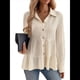 thumbnail image 1 of Blusa Peplum con Botones y Cuello de Larga para Mujer, Holgada y Texturizada. S, 1 of 9
