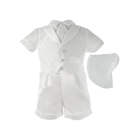 Boys Cross Dobby Shawl Collar Short Set with Matching Hat (Baby