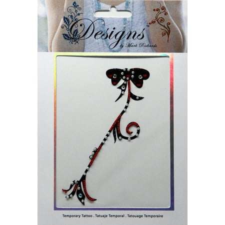 Multi Color Jeweled Flower - Red & Black Flower Jeweled Temporary Tattoo - Mark Richards