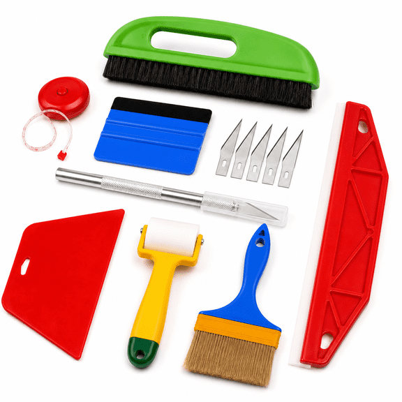 Wallpaper Tools Wallpaper Smoothing Tool Kit with Squeegee Smoother Seam Roller Wallpaper Brush for Wallpaper Hanging Contact Paper Vinyl Application 13 Pcs