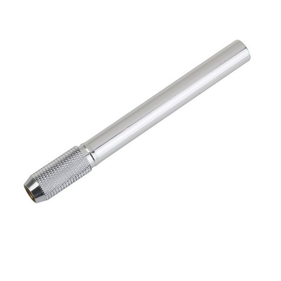 HEATSHAKING 1Pack Tilting Cylinder Pen Holder in Silver Color Improves Grip for Short Pencils 4.1x0.4x0.4in