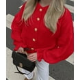 thumbnail image 3 of Suéter PRETTYGARDEN 2025 tejido grueso con volantes, corto, rojo, talla M, 3 of 5
