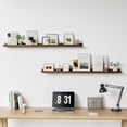 thumbnail image 2 of Long Floating Shelves for Wall, 48 inch Solid Wood Picture Ledge Shelf, Picture Shelf for Wall with Ledge, Floating Book Shelves for Living Room Bedroom Kitchen Nursery Decor, Walnut, Set of 2, 2 of 7