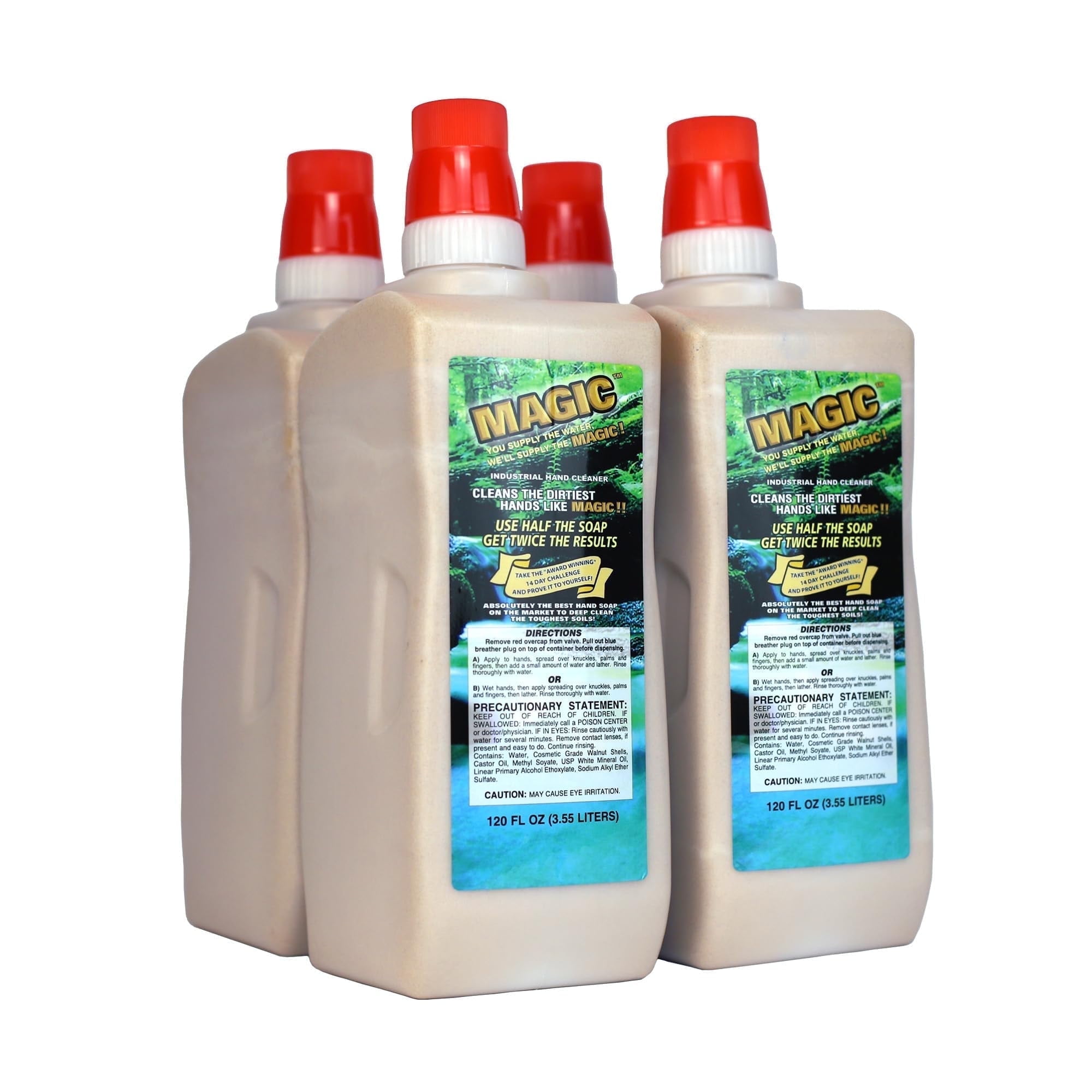 Zenex Concentrated Magic Hand Soap 3.55 L 4 Pack | Walnut Shell Abrasives | Citrus Scent | Removes Tough Grime