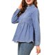 thumbnail image 4 of Camisa de mezclilla de botón con peplum de manga larga casual para mujer INSPIRE CHIC S Azul Claro, 4 of 6