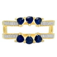 thumbnail image 2 of Dazzlingrock Collection 10K Trillion Cut Blue Sapphire & Round Cut White Diamond Wedding Guard Ring, Yellow Gold, Size 9.5, 2 of 3