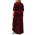 thumbnail image 4 of DARING DIVA Plus Size Velvet V Neck Sequin Sleeve High Low Hem Dress 1X Burgundy, 4 of 6