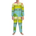thumbnail image 3 of Wukai Two Frogs Are Sitting On Water Lilies Men's Long Sleeve Pajama Set,Long Sleeve Mens Sleepwear with Pockets & Front Fly-Medium, 3 of 7