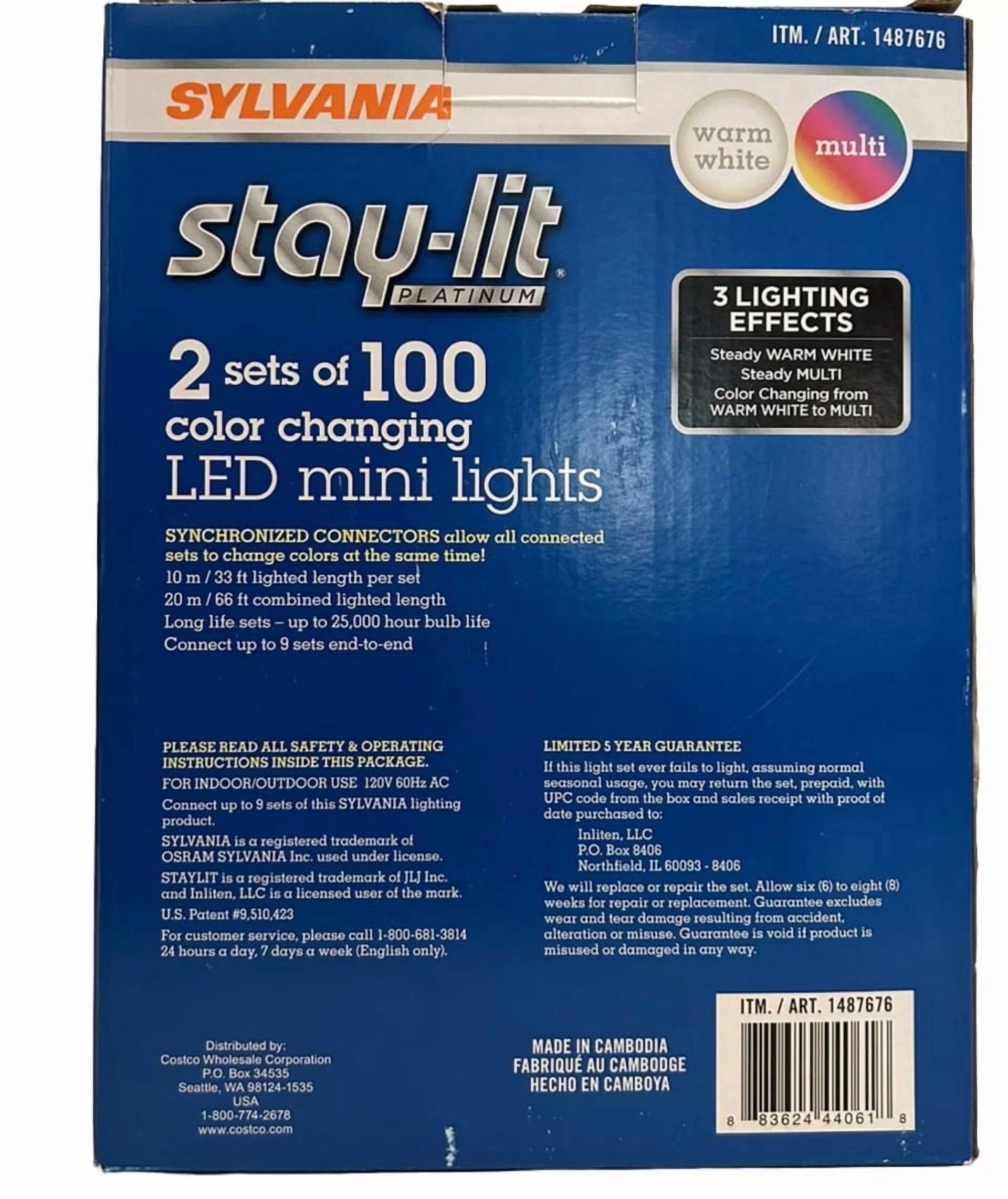 Sylvania Stay-Lit Color Action Mini Lights - 200 Lights Per String Same
