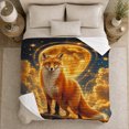 thumbnail image 5 of Red Fox Under Golden Moon Mystical Night Scene Calm Celestial Style Kids Christmas Gift Soft Flannel Blanket For Living Room Bedroom Home Decor, 5 of 9