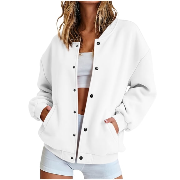 Luvrsol Sweatshirt for Women Button Front Jacket Long Sleeve Relaxed Fit Drawstring Top with Pockets S-2XL