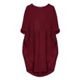 thumbnail image 3 of USSUMA Skirts for Women Trendy Summer Womens Dresses Long Sleeve Plus Size Dress Solid Color Printed Dress with Pocket Loose Fit Maxi Dress Lounging Dress Lightweight Skirts Wine Dress Size-XL, 3 of 3